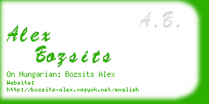 alex bozsits business card